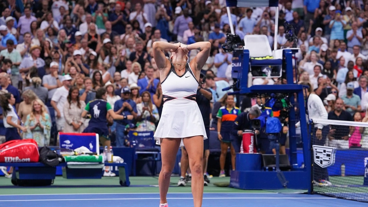 Aryna Sabalenka celebrates her title defense at the 2025 US Open