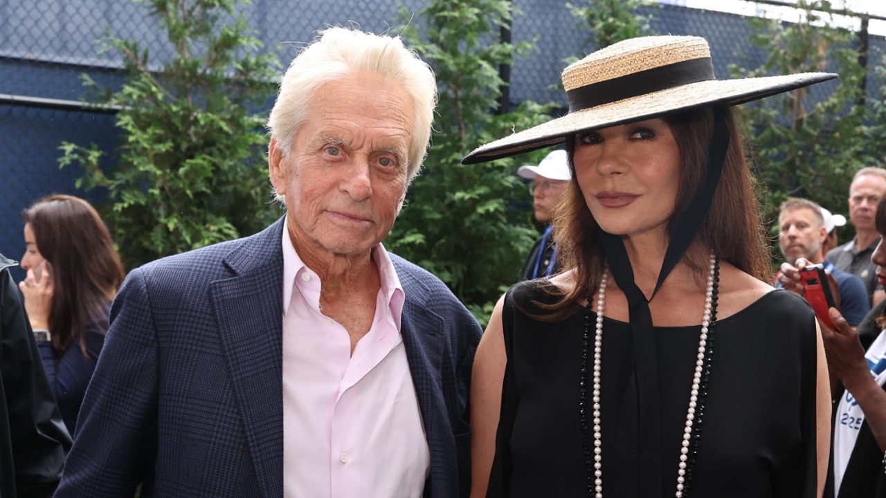 Michael Douglas and Catherine Zeta-Jones on the blue carpet at the 2025 US Open.